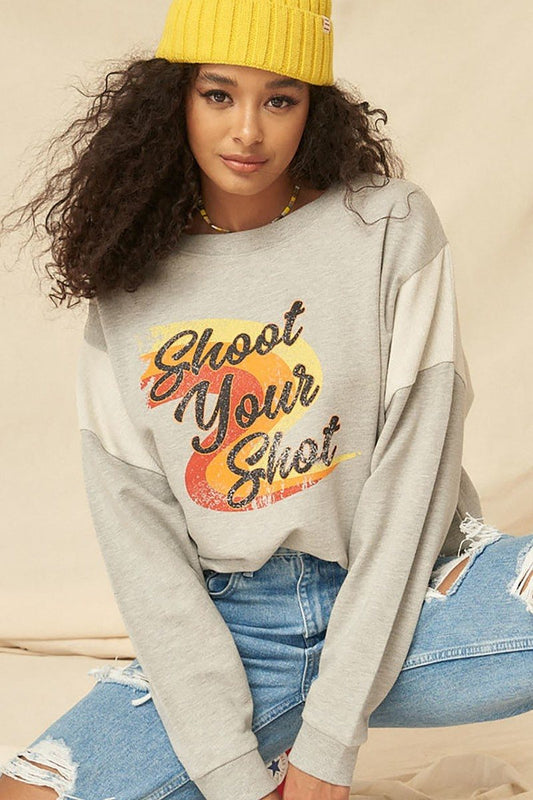 A French Terry Knit Graphic Sweatshirt Smile Sparker