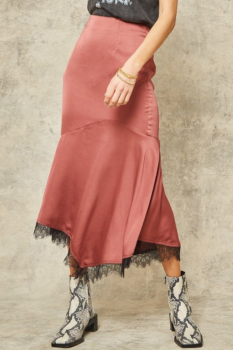 A Solid Woven Midi Skirt Smile Sparker
