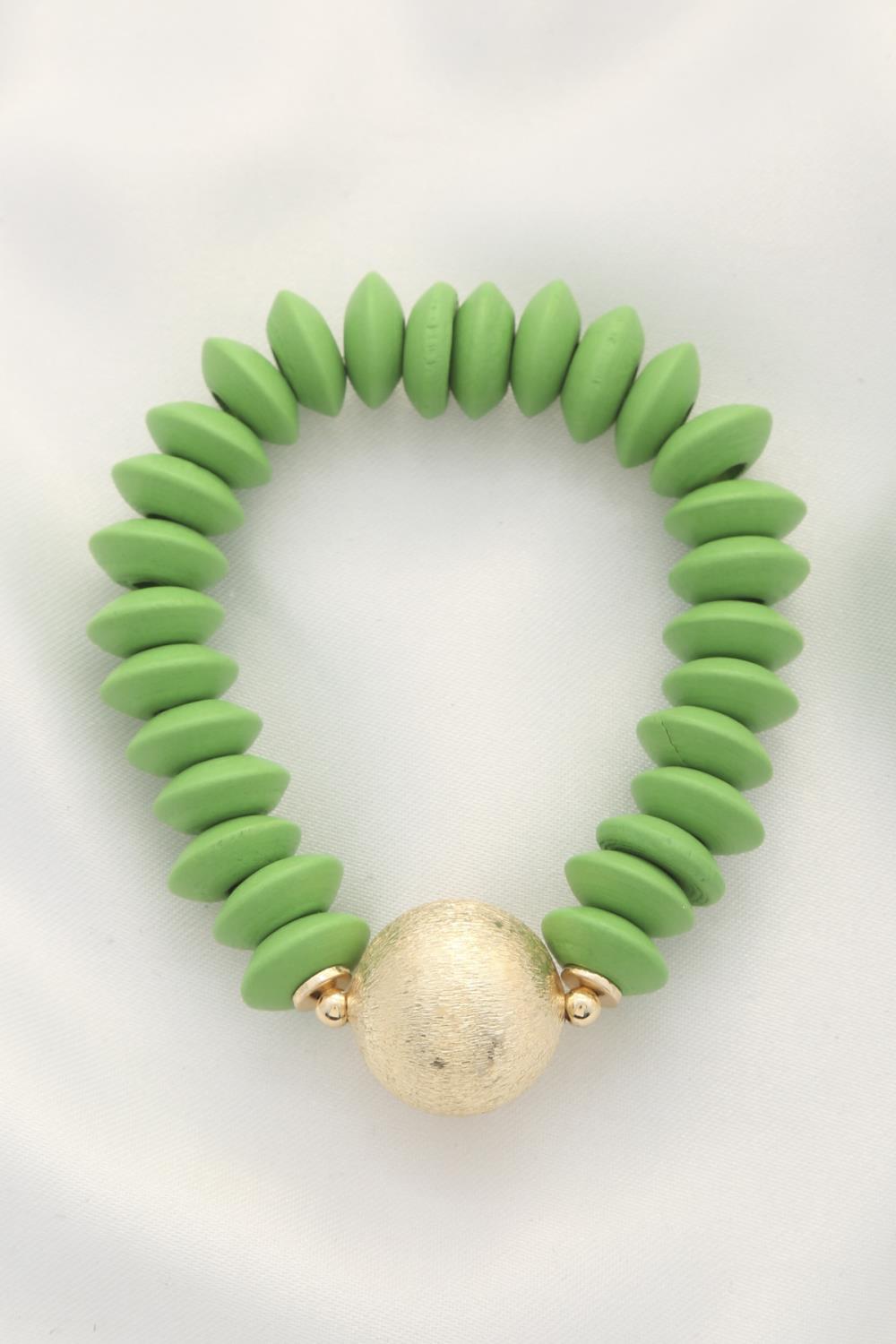 Ball Bead Wood Disc Bracelet Smile Sparker
