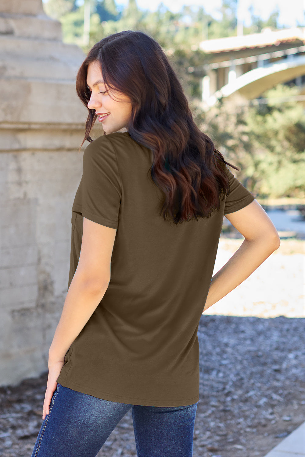 Basic Bae Full Size V-Neck Short Sleeve T-Shirt - TOPS - Sky Blue