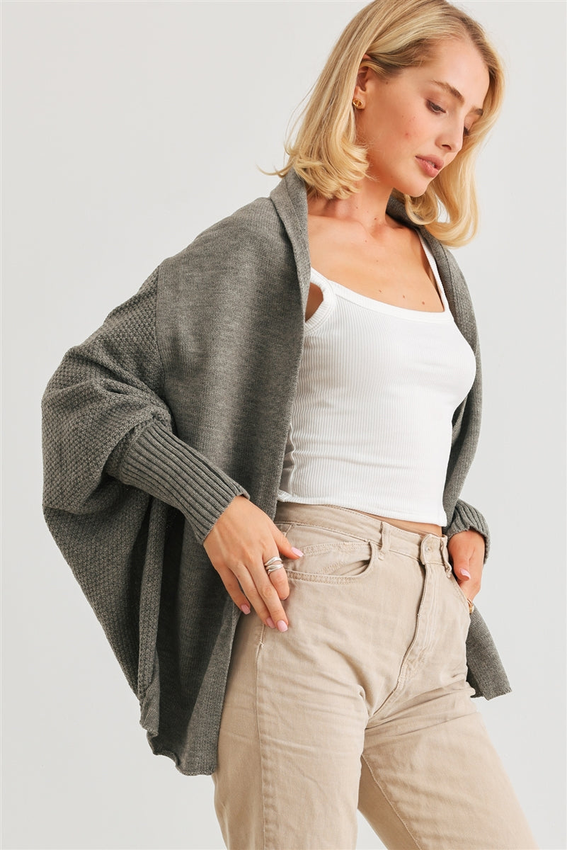 Batwing Sleeve Open Front Cardigan Smile Sparker
