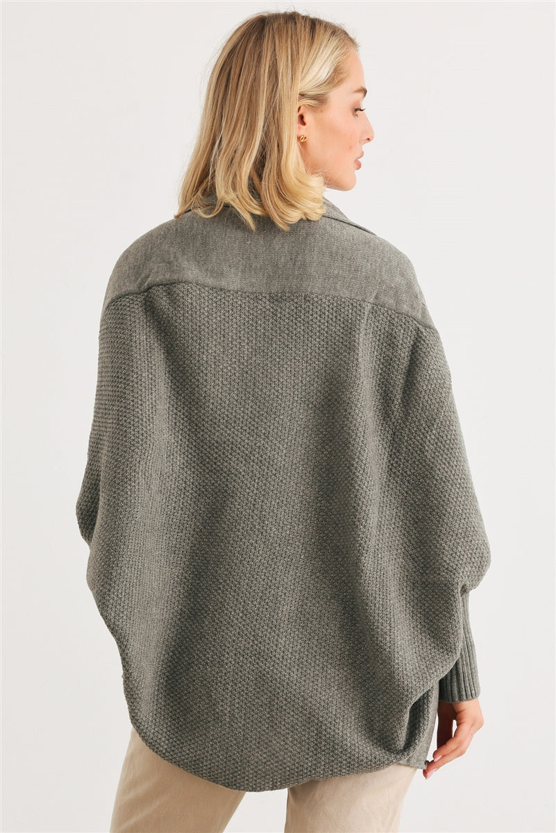 Batwing Sleeve Open Front Cardigan Smile Sparker