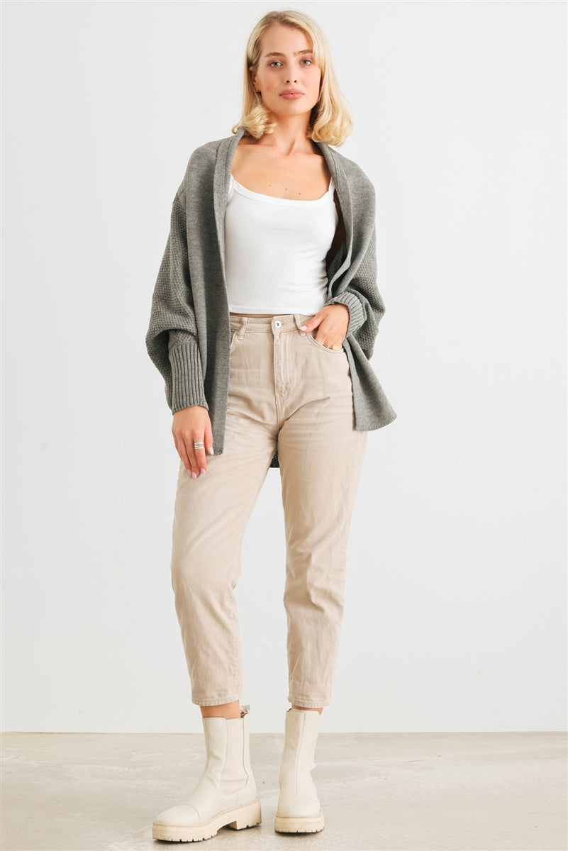 Batwing Sleeve Open Front Cardigan Smile Sparker