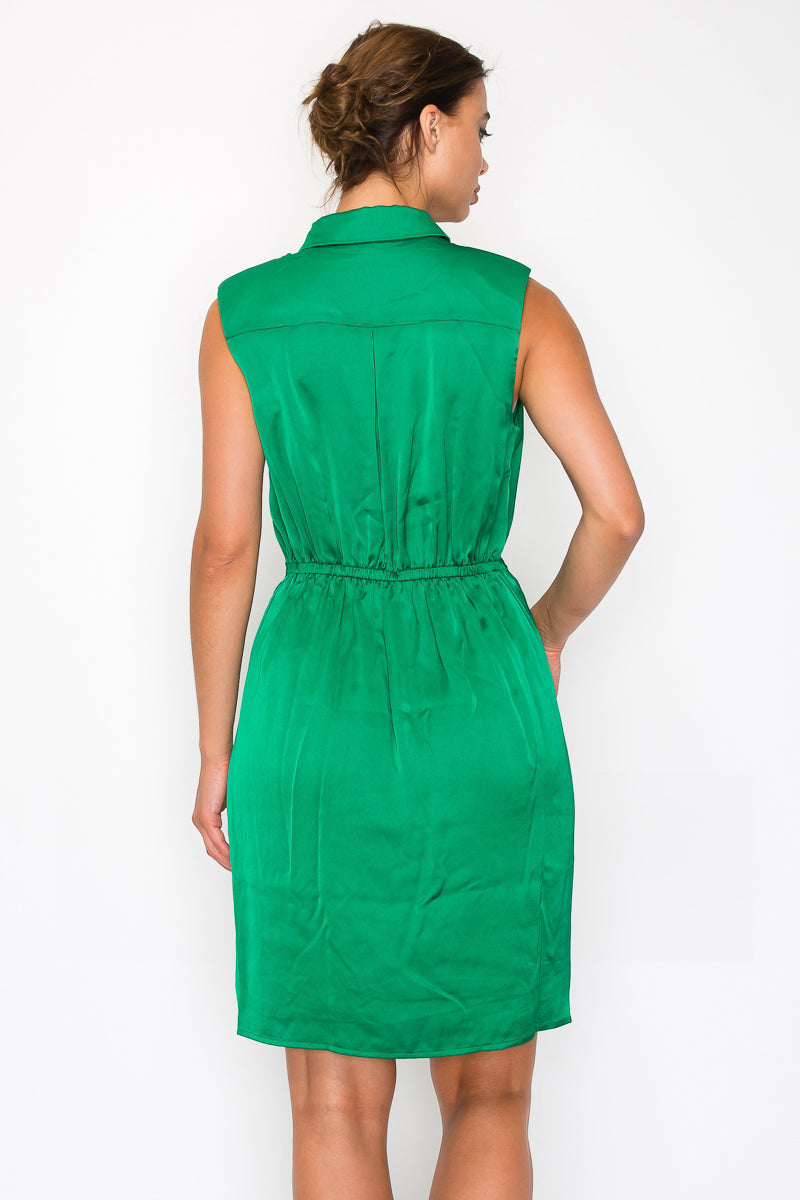 Button-down Pleated Shirt Dress Smile Sparker