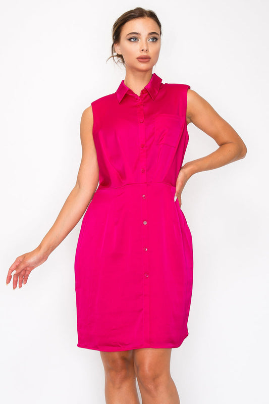 Button-down Pleated Shirt Dress Smile Sparker