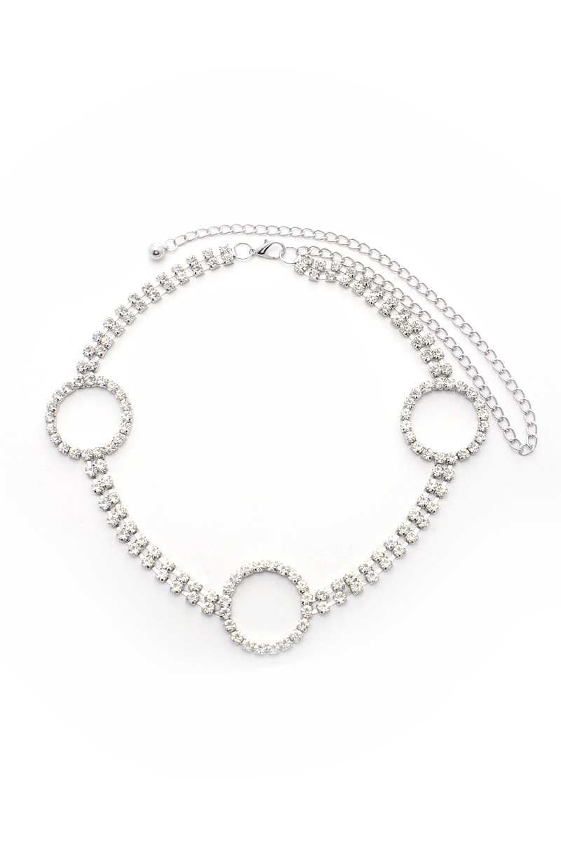 Circle 2 Line Rhinestone Chain Belt Smile Sparker