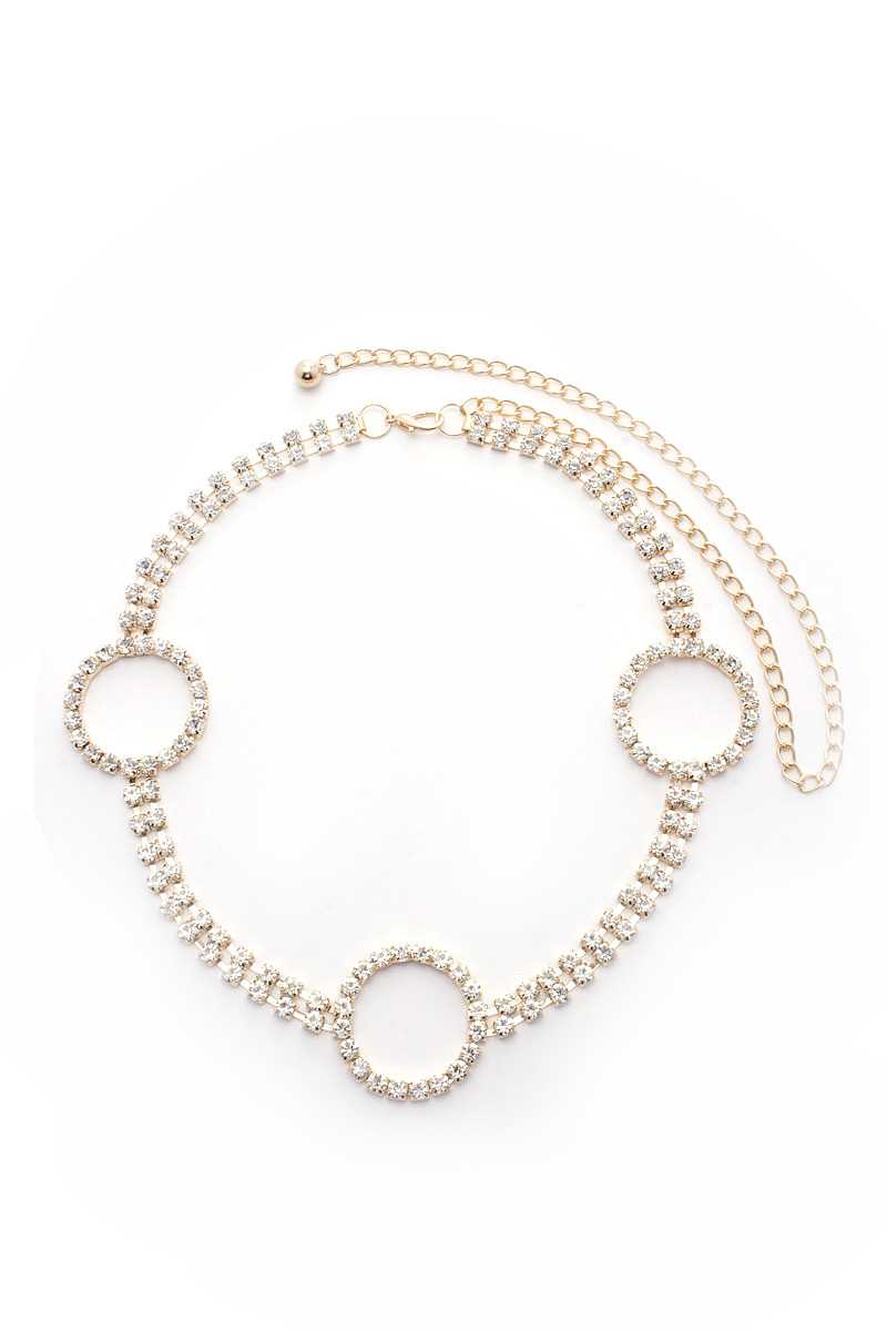 Circle 2 Line Rhinestone Chain Belt Smile Sparker