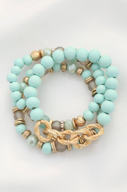 Circle Link Beaded Bracelet Set Smile Sparker