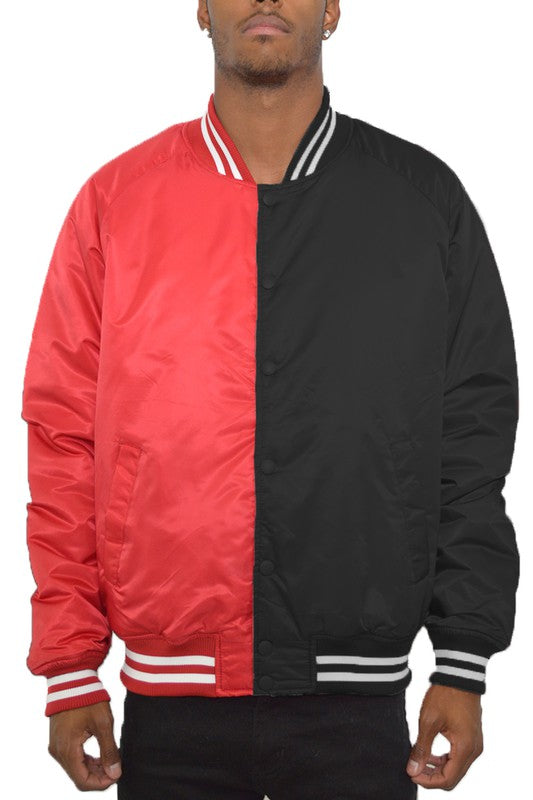 Color Block Two Tone Varsity Jacket Smile Sparker