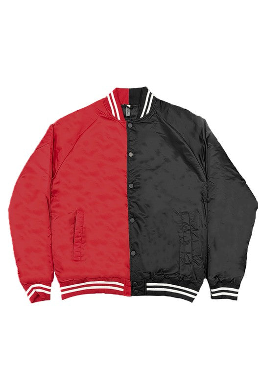 Color Block Two Tone Varsity Jacket Smile Sparker