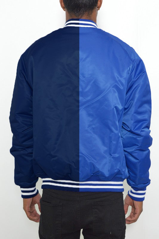 Color Block Two Tone Varsity Jacket Smile Sparker