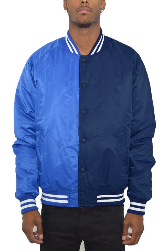 Color Block Two Tone Varsity Jacket Smile Sparker