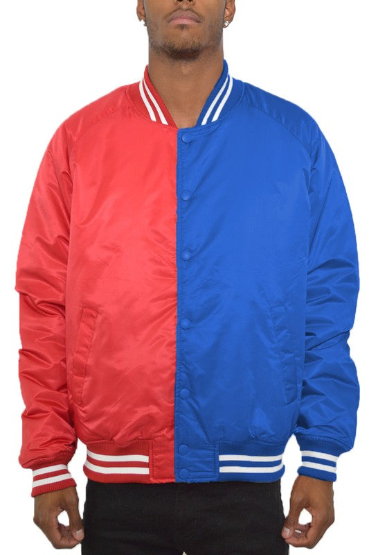 Color Block Two Tone Varsity Jacket Smile Sparker