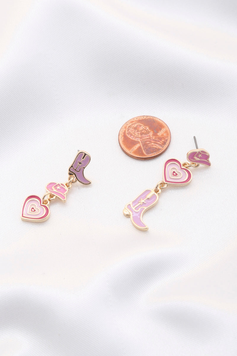 Cowboy Boot Charm Dangle Earring Smile Sparker