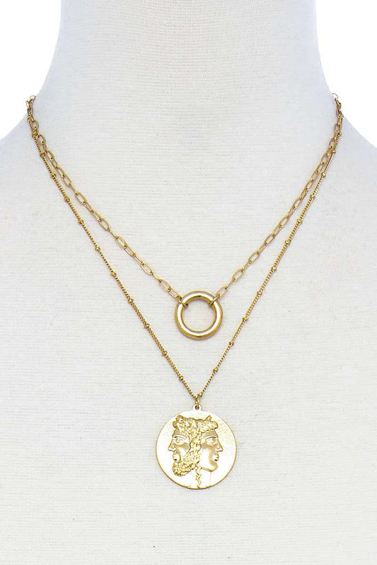 Fashion Greek Face Pendant Necklace Smile Sparker