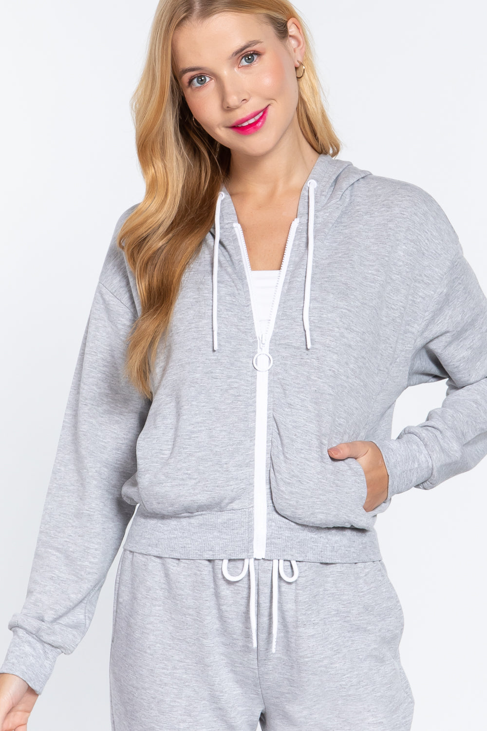 Fleece French Terry Jacket - JACKETS & OUTWEAR - Grey