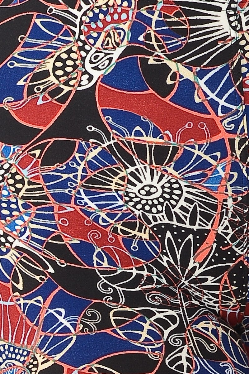 Floral Print High Waist Basic Solid Leggings With 1 Elastic Waistband Smile Sparker