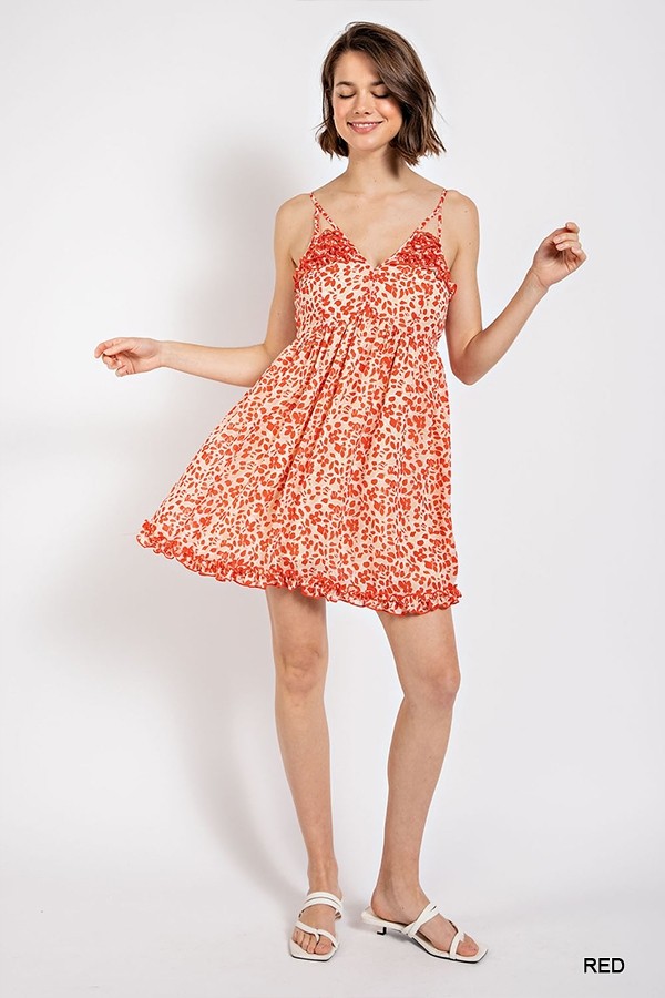 Floral print v-neck dress with skirt lining Smile Sparker