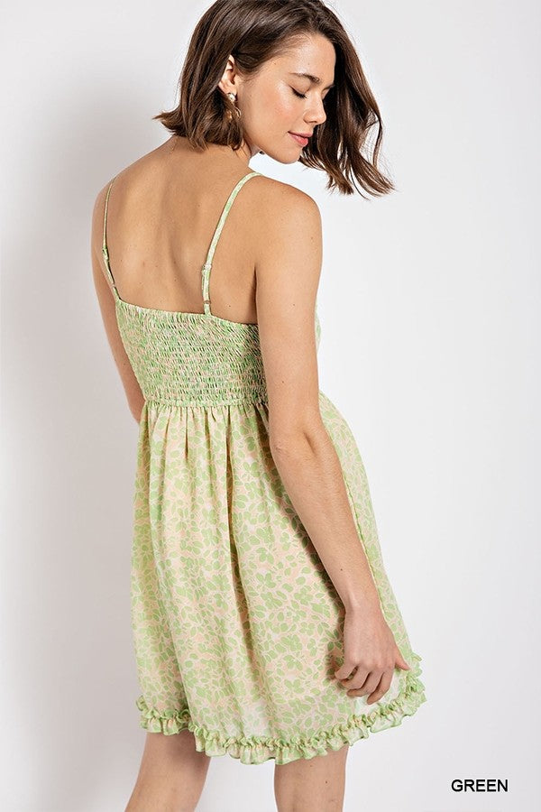 Floral print v-neck dress with skirt lining Smile Sparker