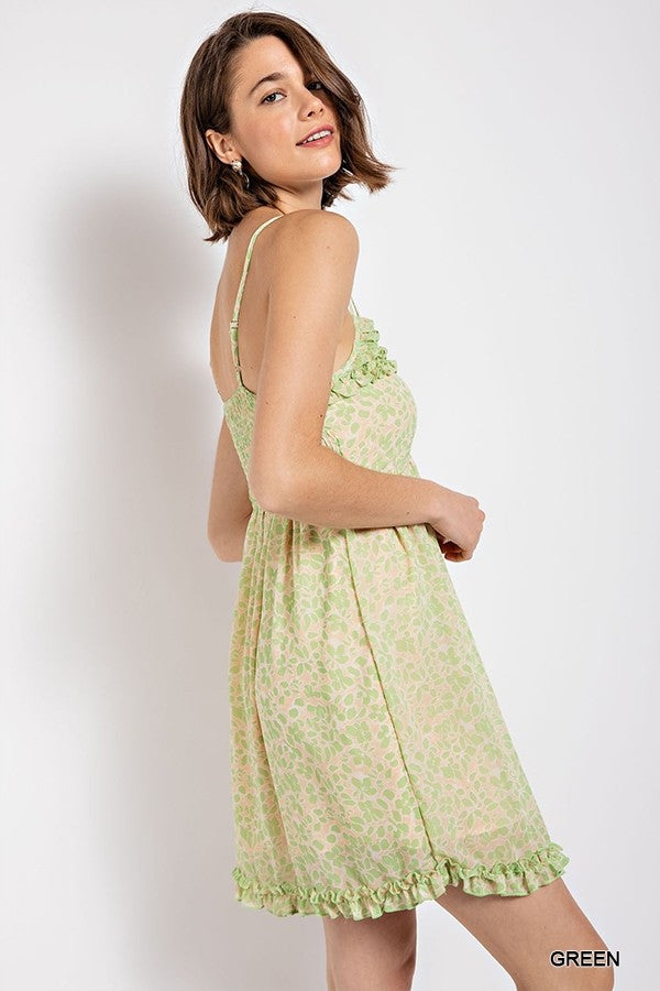 Floral print v-neck dress with skirt lining Smile Sparker