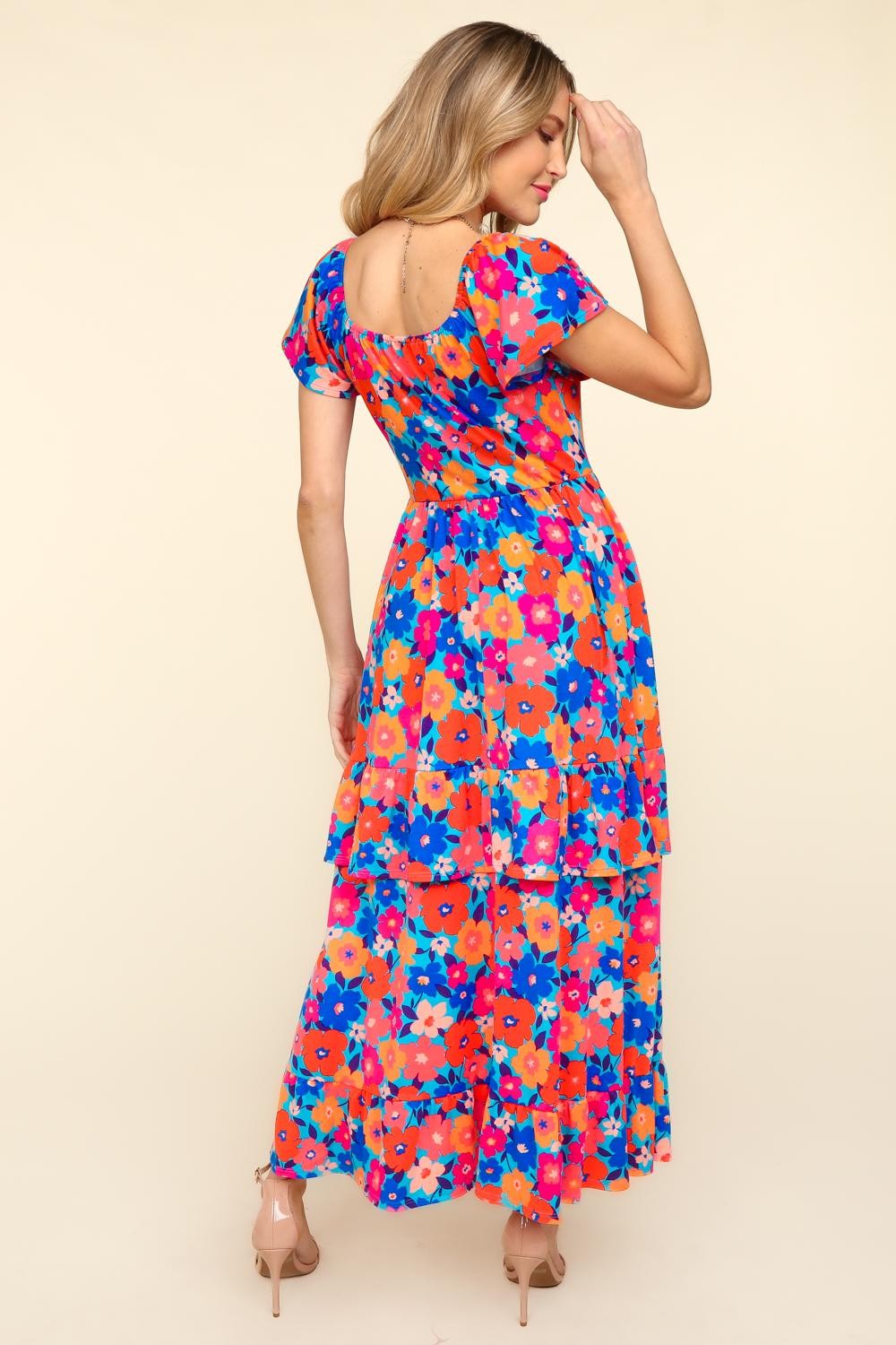 Haptics Floral Maxi Ruffled Dress with Side Pockets - DRESSES - Multi