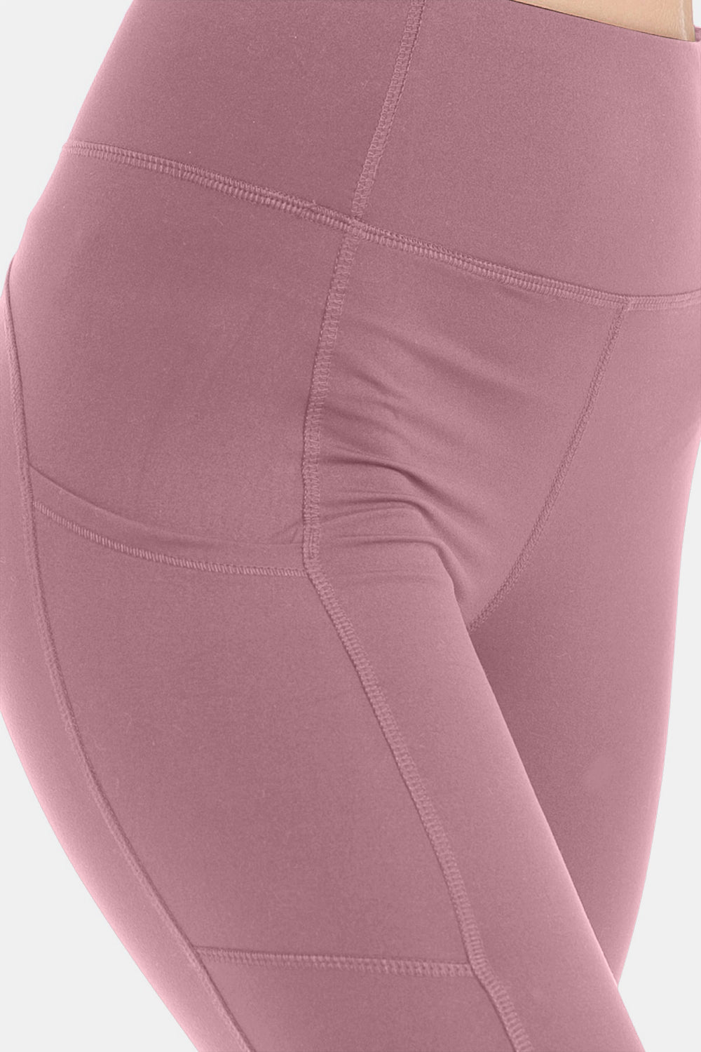 Leggings Depot Wide Waistband High Waist Leggings - LEGGINGS - Purple