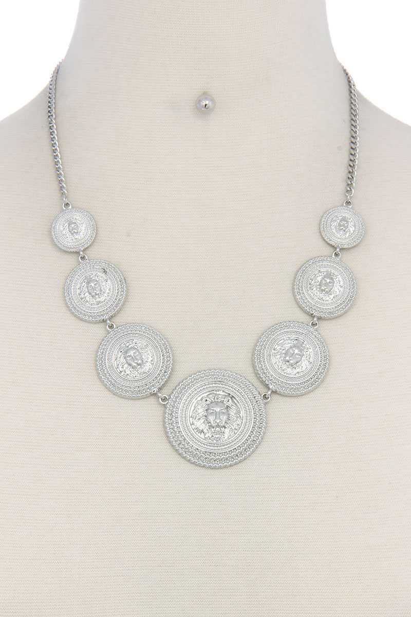 Lion Head Circle Linked Necklace Smile Sparker