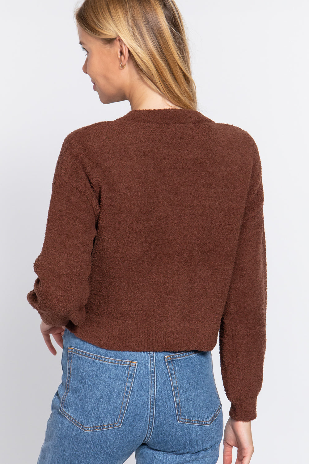 Long Slv V-neck Sweater Cardigan Smile Sparker