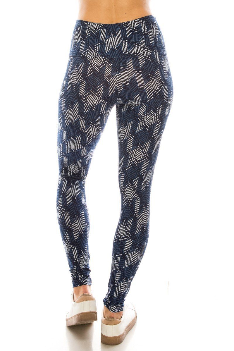 Long Yoga Style Banded Lined Multi Printed Knit Legging With High Waist Smile Sparker