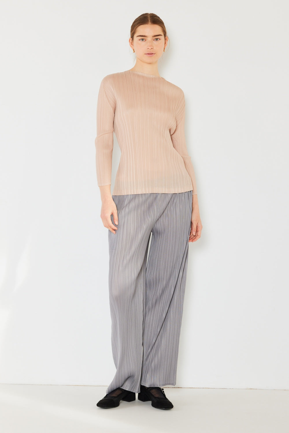 Marina West Swim Pleated Long Sleeve Boatneck Top - TOPS - Mixed