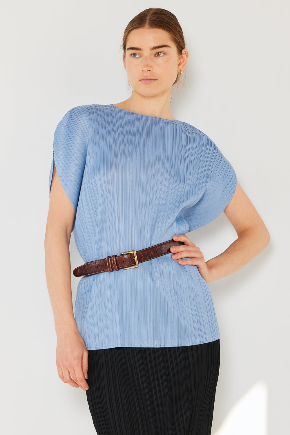 Marina West Swim Rib Pleated Oversized Dolman Sleeve Top - Periwinkle / One Size - TOPS - Mixed