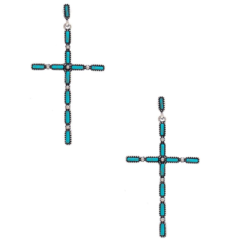 Multi Stone Pattern Cross Metal Earring Smile Sparker