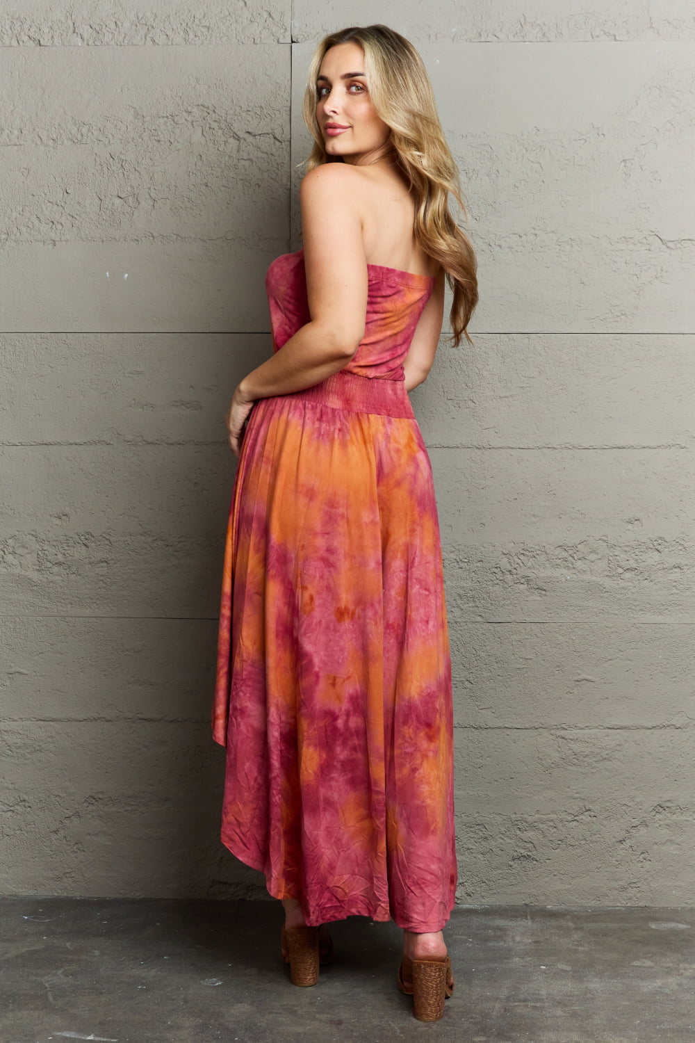 Ninexis In The Mix Sleeveless High Low Tie Dye Dress - DRESSES - Red