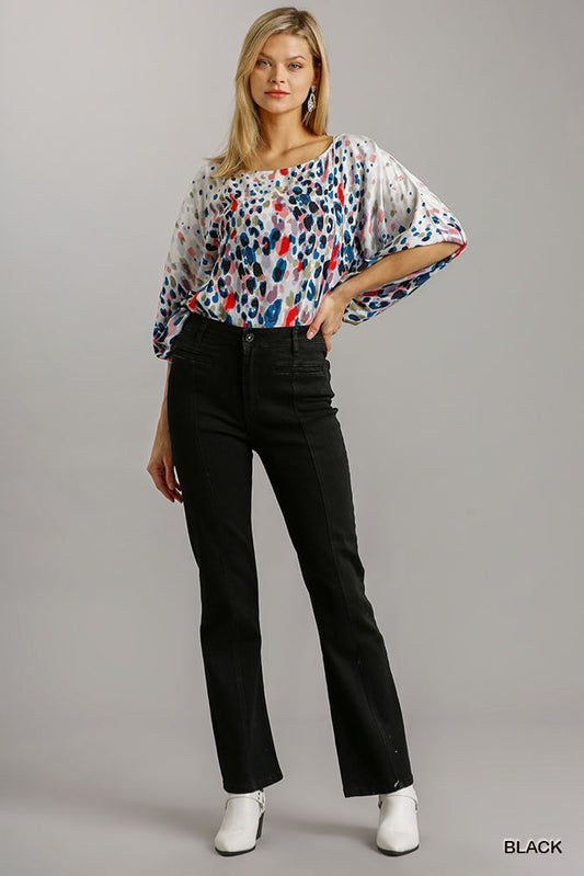 Panel Straight Cut Denim Jeans With Pockets Smile Sparker