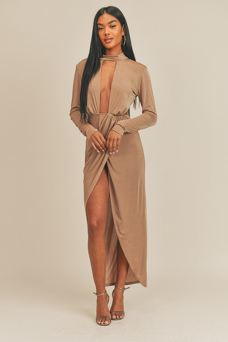 Pecan Brown Open Front Dress Smile Sparker