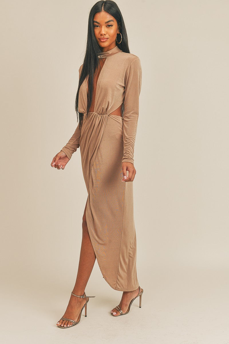 Pecan Brown Open Front Dress Smile Sparker