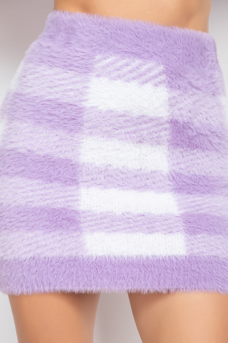Plaid High-rise Fuzzy Mini Skirt Smile Sparker