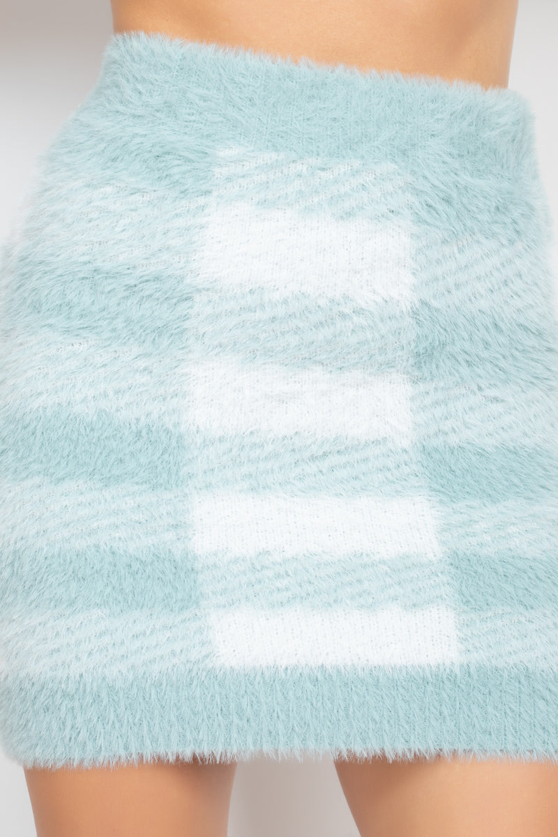 Plaid High-rise Fuzzy Mini Skirt Smile Sparker