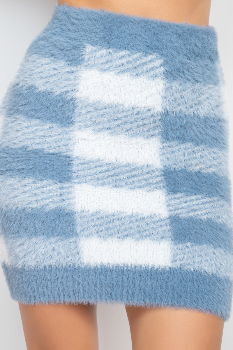 Plaid High-rise Fuzzy Mini Skirt Smile Sparker
