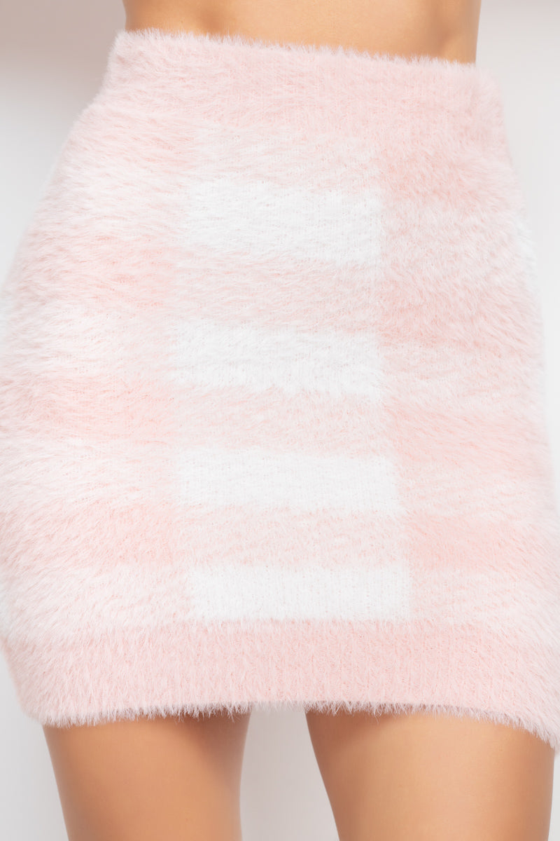Plaid High-rise Fuzzy Mini Skirt Smile Sparker
