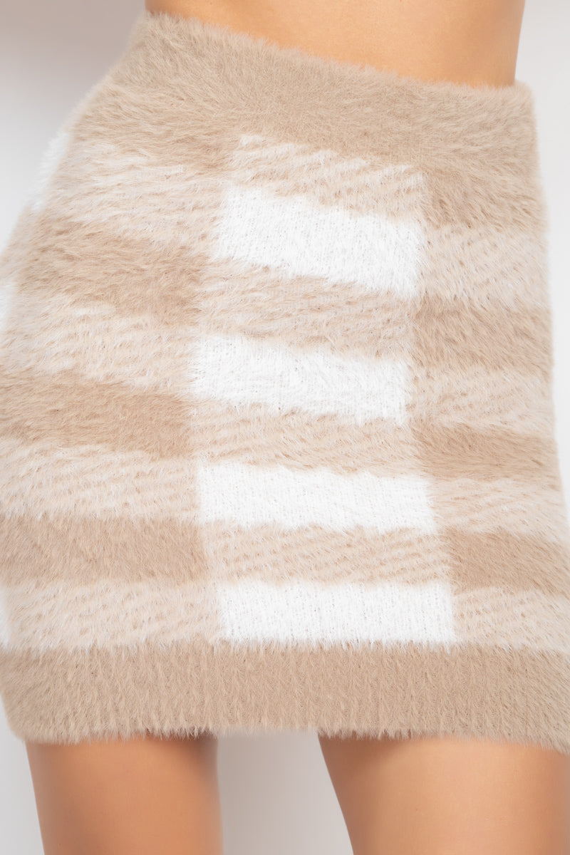 Plaid High-rise Fuzzy Mini Skirt Smile Sparker