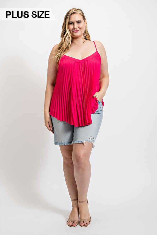 Pleated Tank Top With Adjustable Strap Smile Sparker