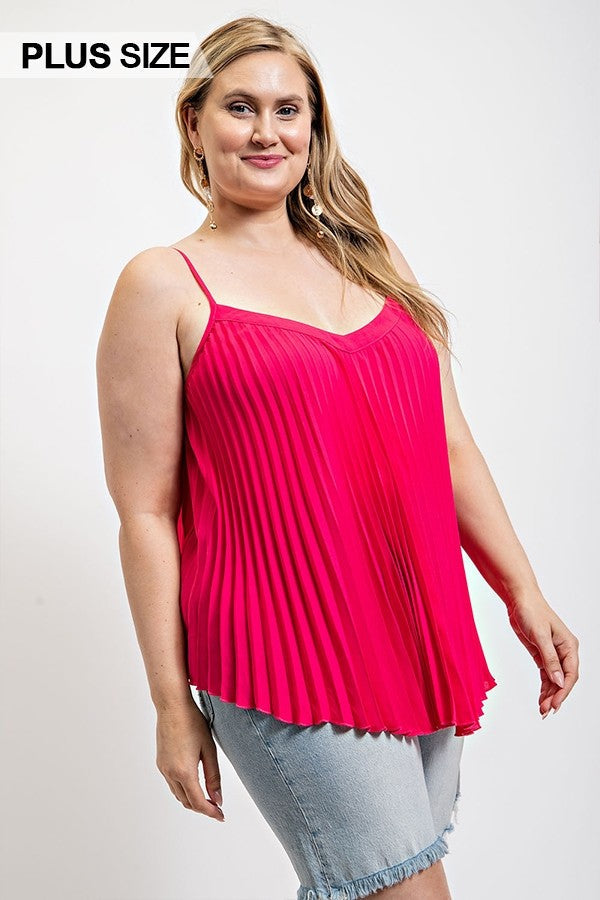 Pleated Tank Top With Adjustable Strap Smile Sparker