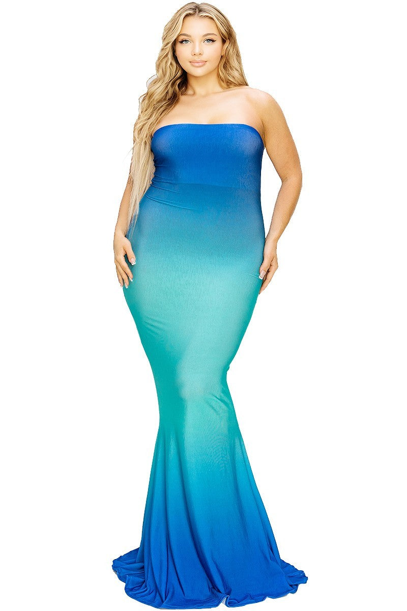 Plus hot summer gradient tube maxi dress Smile Sparker