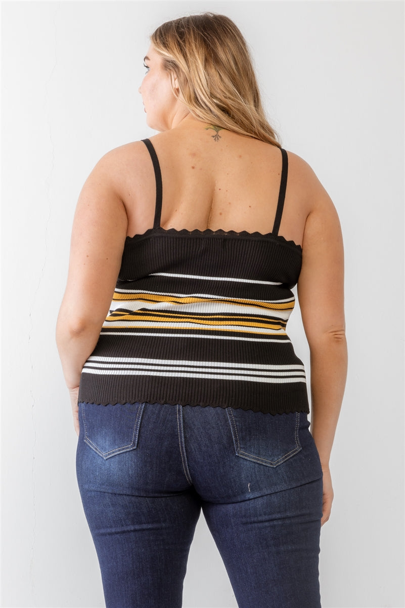 Plus Ribbed Ruffle Tank Top Smile Sparker