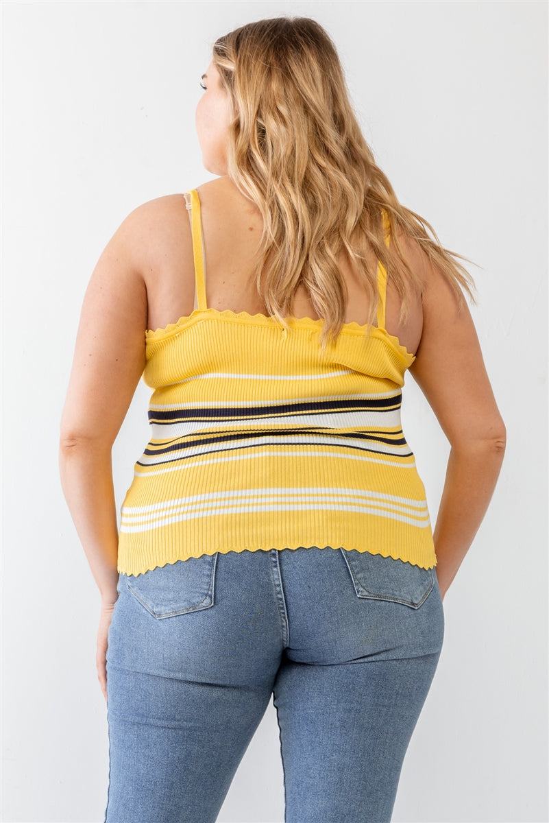 Plus Ribbed Ruffle Tank Top Smile Sparker