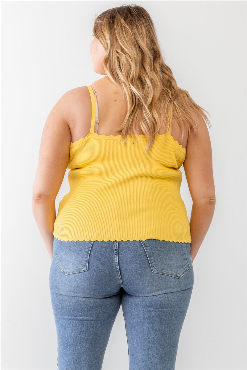 Plus Ribbed Ruffle Tank Top Smile Sparker