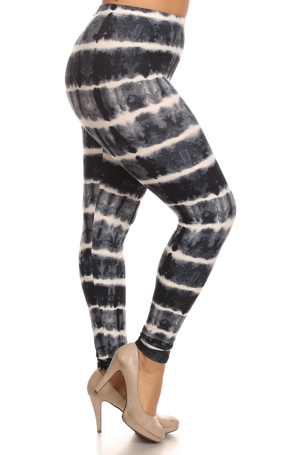 Plus Size Tie Dye Print, Full Length Leggings In A Fitted Style With A Banded High Waist Smile Sparker