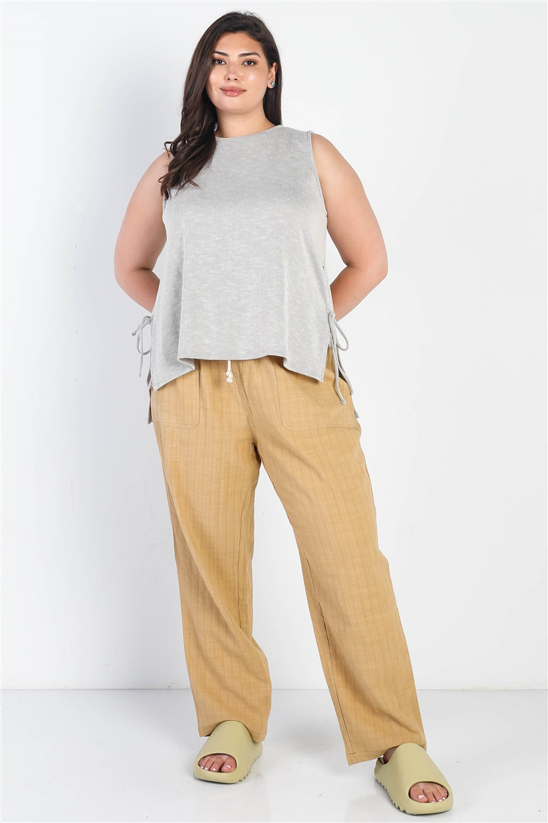Plus Textured Two Pocket Pants Smile Sparker