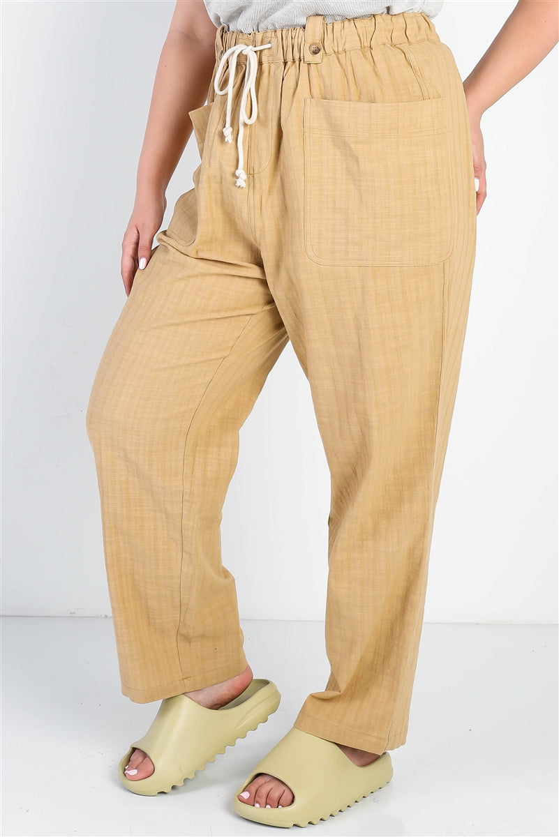 Plus Textured Two Pocket Pants Smile Sparker